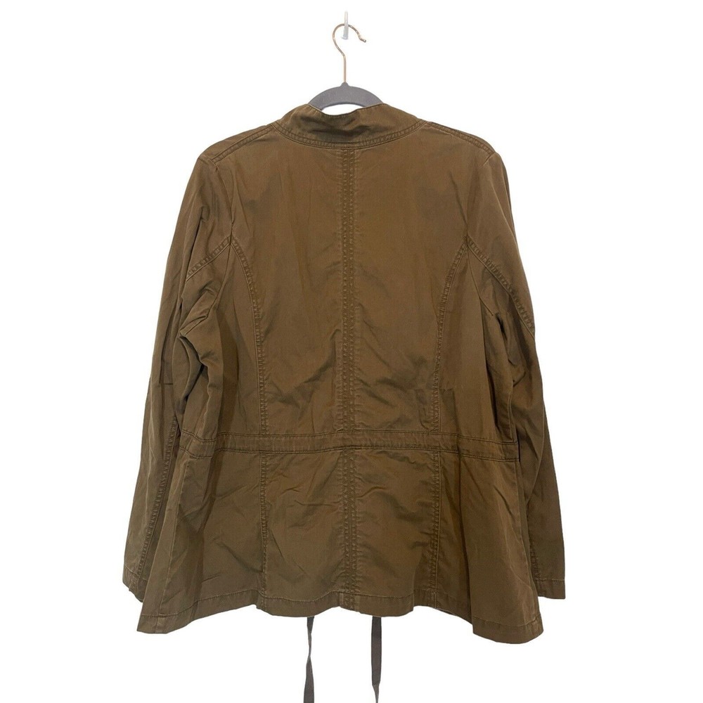 Lane Bryant Women 14/16 Military Safari Jacket Brown Zip Up Roll Tab Sleeves - Picture 2 of 9